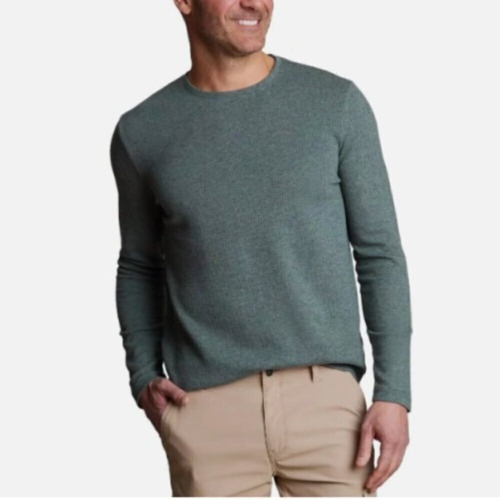 NEW English Laundry Men's S Green Long-Sleeve Crew Neck Waffle Knit Sweatshirt